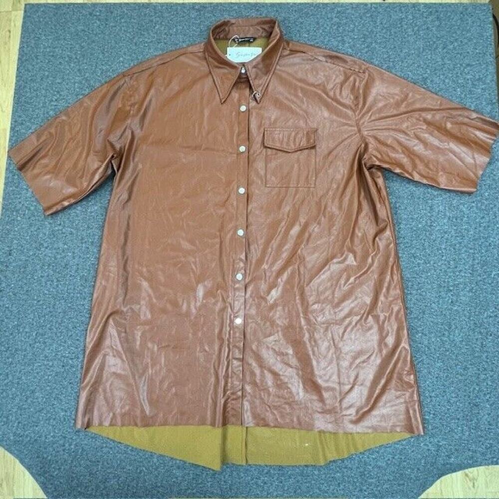 Simplee Plus Jacket Womens 4X Short Sleeve Snap Front Collared Brown New